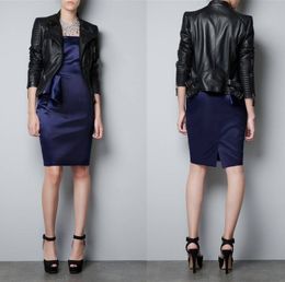Women Fashion Soft PU leather Jacket zipper black punk long sleeve coat with zippers