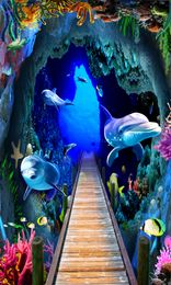 Customize Underwater world dolphins 3D Curtains Home Decoration Bedroom Living Room Window Custom Curtain