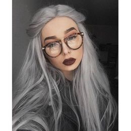 Perruque De Cheveux Humains De Couleur Grise Avec Des Cheveux De Bébé Pré Arrachée Perruque Brésilienne En Dentelle Pour Les Femmes Noires