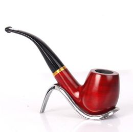 Old fashioned mahogany curved handle plus ring Philtre core, red sandalwood pipe, wood grain pipe.