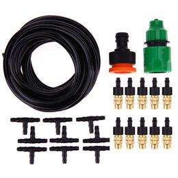 Outdoor Garden Misting Cooling System Fitting 4/7mm Hose 10pcs Nozzles Kit Sprinkler Watering Kits System Garden Supplies