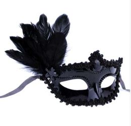 Party Masks With White/Black Feathers Sexy Lace Eye Mask Venetian Masquerade Ball Party Fancy Dress Costume Lady Gifts