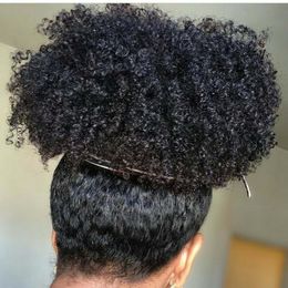 Afro Kinky Curly Ponytail For Black Women Natural Afro Curly Non Remy Hair 1 Piece Clip In Ponytails Hairpieces 100% Human Hair