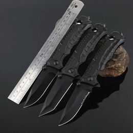 3 In 1 Camping Folding Pocket Knife Stainless Steel Blade Tactical Survival EDC Utility Knife Black Outdoor Gear