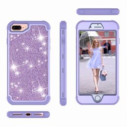 For Samsung S9 Plus Shiny 3 IN 1 Colorful Mobile Phone Case Back Cover For iPhone 6 7 8 Plus For Galaxy S9 Plus