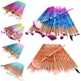 20pcs Eye Shadow Makeup Brushes Set Diamond Cosmetic Beauty Tools Eyebrow Eye Brow Angled Blending Liner Blender Brush Face Powder 6 Colors Best quality