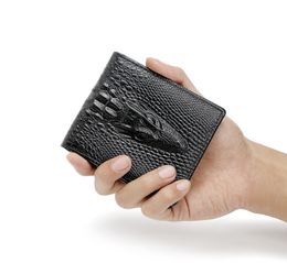 Men's Cowhide Leather Wallet Alligator Tiger Dragon Embossing Short Pocket Wallets Black Color