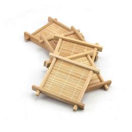 Bamboo Tea Cup Mat Square Coaster set Handmade Place mat For Kungfu Tea Set Kitchen Accessories Drink Tea Tools