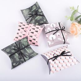 Cute Paper Gift Box Pillow Shape Wedding Party Favor Favour Gift Candy Boxes pink Gift Paper Box Bags birthday Supply bag