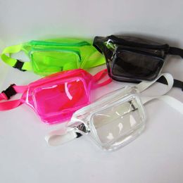 50pcs Women Pvc Jelly Transparent Fanny Packs Summer Beach Waterproof Waist Bags Shoulder Zipper Bag