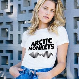 Maglietta bianca Arctic Monkeys Donna 2018 Maglietta estiva Maglietta o-collo manica corta Maglietta punk rock con stampa di lettere Femme