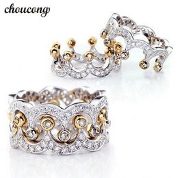 choucong Crown Jewellery Women 925 sterling Silver ring Diamonique 5A Zircon Cz Engagement Wedding Band Rings For Women love Gift