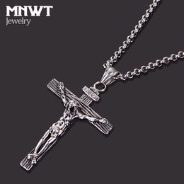 MNWT Kreuz Halskette INRI Kruzifix Jesus Stück Anhänger Gold / Ancient Silber Farbe Edelstahl Männer Kette katholischen Schmuck Geschenke