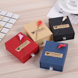 Fashion High Quality Retro Jewelry Box Storage Case Flower Bracelet Ring Kraft Paper Box 7cmx9cmx3cm LX0573