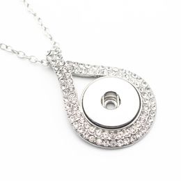 2021 Arrived Silver Snap Necklace chains White Rhinestone 18mm Snaps Necklaces For Women Button Neckalce With 50cm Jewellery