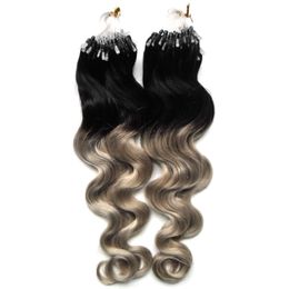 Body Wave Ombre Colour Micro Ring Hair Extensions 1g/strand 200g Micro Loop Hair Extensions Human Micro Link Human Hair Extensions