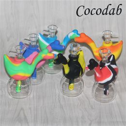 Silicone water bongs swan smoking hookah pipes concentrate oil dab rig dry herb wax dabbing bong 3ml silicone containers free shipping