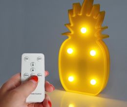 Battery Operated Night Light LED Marquee Sign with Wireless Remote Control for Kids' Room, Bedroom, Gift, Party, Home Decorations(Pineapple)