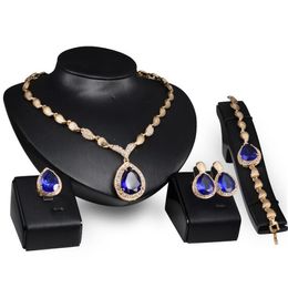 Extravagant Jewellery suit diamond necklace earring set bracelet ring exaggerated gem pendant collarbone chain bride adorn article women gift