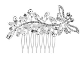 Libellule en forme de mariée en cristal peignes à cheveux mousseux argent plaqué épingles à cheveux pour femmes accessoires de cheveux de mariage zzh