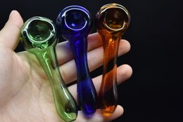 Wholesale Smoking Pipe hand Tobacco Pipes Hand smoking Pipes Dab Rigs Glass Bubbler Oil Burner Bong dry herb spoon pipe