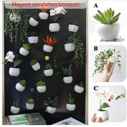 Fridge Sticker Simulated Bouquet Flower Succulent Plant Fridge Magnet Magnetic Potted Plant for Home Wall Decoration Living Room