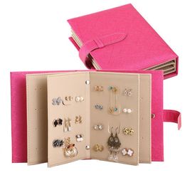 Jewelry Organizer boxes Portable Travel Case Pu Leather Earring Holder with Book Design wholesale