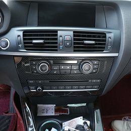 Carbon Fibre Style Centre Console CD Panel Decoration Cover Trim For BMW X3 F25 2011-17 ABS Car Interior Decals188O