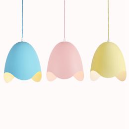 Modern simple Aluminum egg shell pendant lights colorful macaron droplight pink blue yellow lovey color kids room bedroom restaurant light