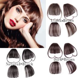 Women Clip In Bnags Clip On Bangs Neat Front Fringe Bangs 100% Real Natural Human Hair Extension Hand Tied