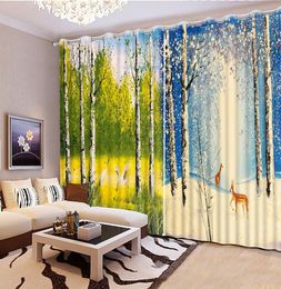 custom luxury living room curtains modern Autumn scenery curtains home goods 3d curtains 3d window curtain