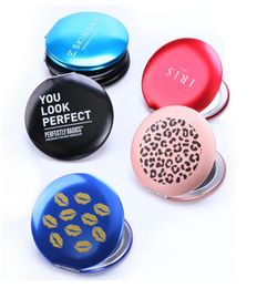Personalised Matt Finish Compact Pocket Mirrors for Purse Custom Cosmetic Mirror Bulk Cheap 10 Color FREE SHIPPING