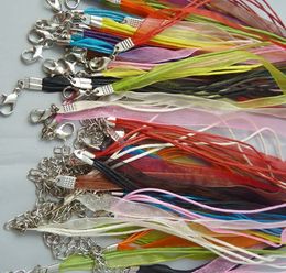 -100 teile / los 18colors Organza Voile Band Schnur Halsketten Anhänger Ketten 3 + 1 18 "44cm Schmuck DIY Machen