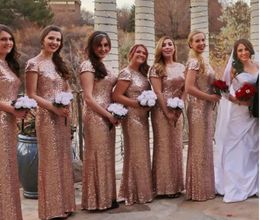 Hot Mermaid Silver Sequins Long Bridesmaids Prom Dress Round Neck Sleeveless Floor Length Back Arab Formal Dresses
