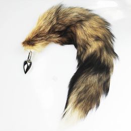 wild Fox Long Tail Metal Furry Doggy Anal Sexy Toys Big BDSM Flirt g-spot Anus Butt Plug For Women fetish cat Tail Adult Toy Y1893002