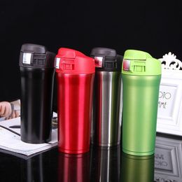 Bouncing Cover Vacuum Cup Stainless Steel Water Bottles Heat Preservation Wide Mouth Bottle Kettle Pure Color Thermos 20xx ff