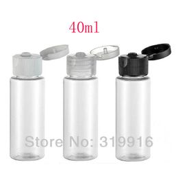 wholesale 40ml clear round cosmetic plastic pet shower gel travel hotel bottle flip top 100pc/lot free shipping