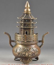 Brass Buddha Exorcism Handwork Old Hammered Pagoda Totem Incense Burner