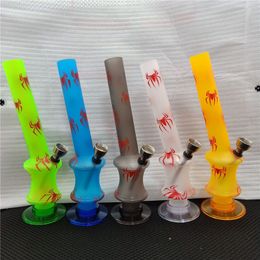 Factory Price Different style Frosted Printing Plastic Acrylic water smoking pipe with Herb Grinder Pyramid Shaped Hookah 210mm Twist Bubble