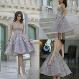 Sparkle Short Homecoming Graduation Dresses Lilac Lavender A Line Cocktail Party Prom Ball Gown Beaded Formal Dress