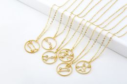 Fashion Popular Necklace Gold plated 12 Constellations Zodiac Sign Pendant Necklace Jewellery Chrismas Gift free shipping