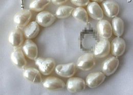 17 inch stunning baroque white freshwater cultured pearl necklace 10-11mm