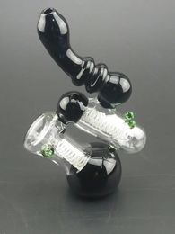 New IN STOCK Black glass bubbler pipe Glass smoking pipe water Glass bong 175g 4.3Inches white black lovely green smoking bongs