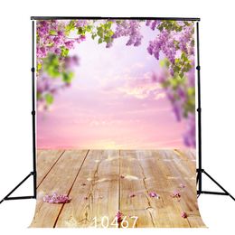 floral backdrop spring sky bokeh portrait door wooden floor backgrounds for photo studio wedding baby shower vinyl cloth 3D