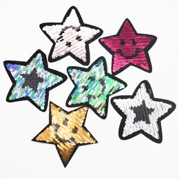 6шт звезда изменить цвет блестки патчи вышитые обратимые значки ткань аппликация DIY патч аппликация сумка одежда пальто свитер ремесла