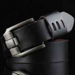 2018 New Fashion Best Quality Leather Mens Hollow Designer Belt Men Luxury Alloy Wide Buckle Belts Length 110cm 3 colors