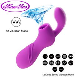 Man nuo Clit Sucker Vibrator Nipple Sucking Vibrating Sex Toys for Women Blowjob Tongue Oral Licking Clitoris Stimulator S19706