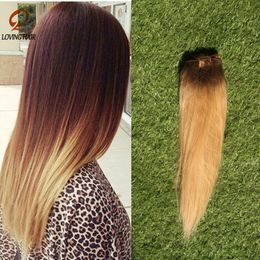 Ombre Human Hair #4/27 Clip In Human Hair Extensions 7 Pcs/Set brazilian clip in extensions