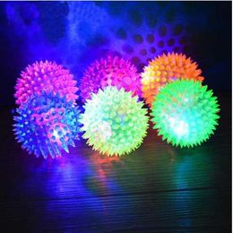 1pc Lighting Dog Toy Rubber Balls Dog Cat Pet Squeaky Toys Soft Rubber Pet Dog Chewing Toy Elastic Hedgehog Ball Puppy Toy