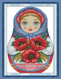 Russian doll decor paintings , Handmade Cross Stitch Embroidery Needlework sets counted print on canvas DMC 14CT /11CT